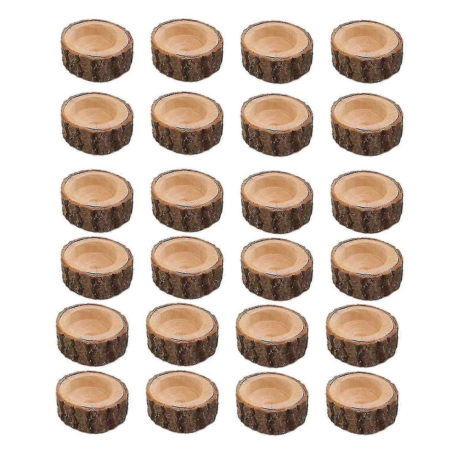 Lot de 24 photophores en bois pour la décoration de table de mariage, d'anniversaire, de Noël et d'intérieur.