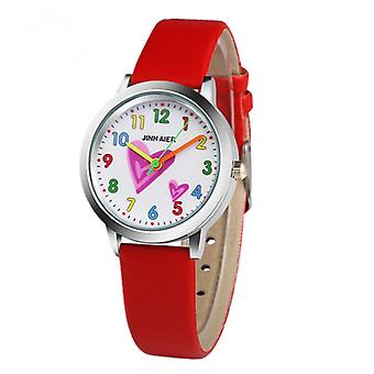 Veeki Children's Watch Girls 3D Printing Love Watch Casual Leather Quartz Watch for Boys and Girls Birthday Giftsred
