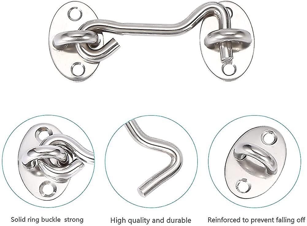 2 Pieces Cabin Hook,door Latch Hook,silver Stainless Steel Door Hook Lock