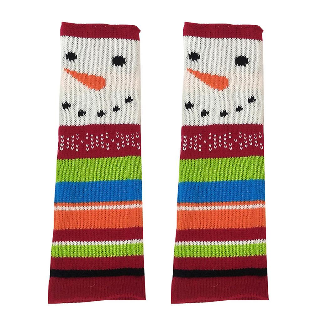 Schneemannmuster Touchscreen Handschuh Winter Strick Halbfinger Fäustlinge für Damen