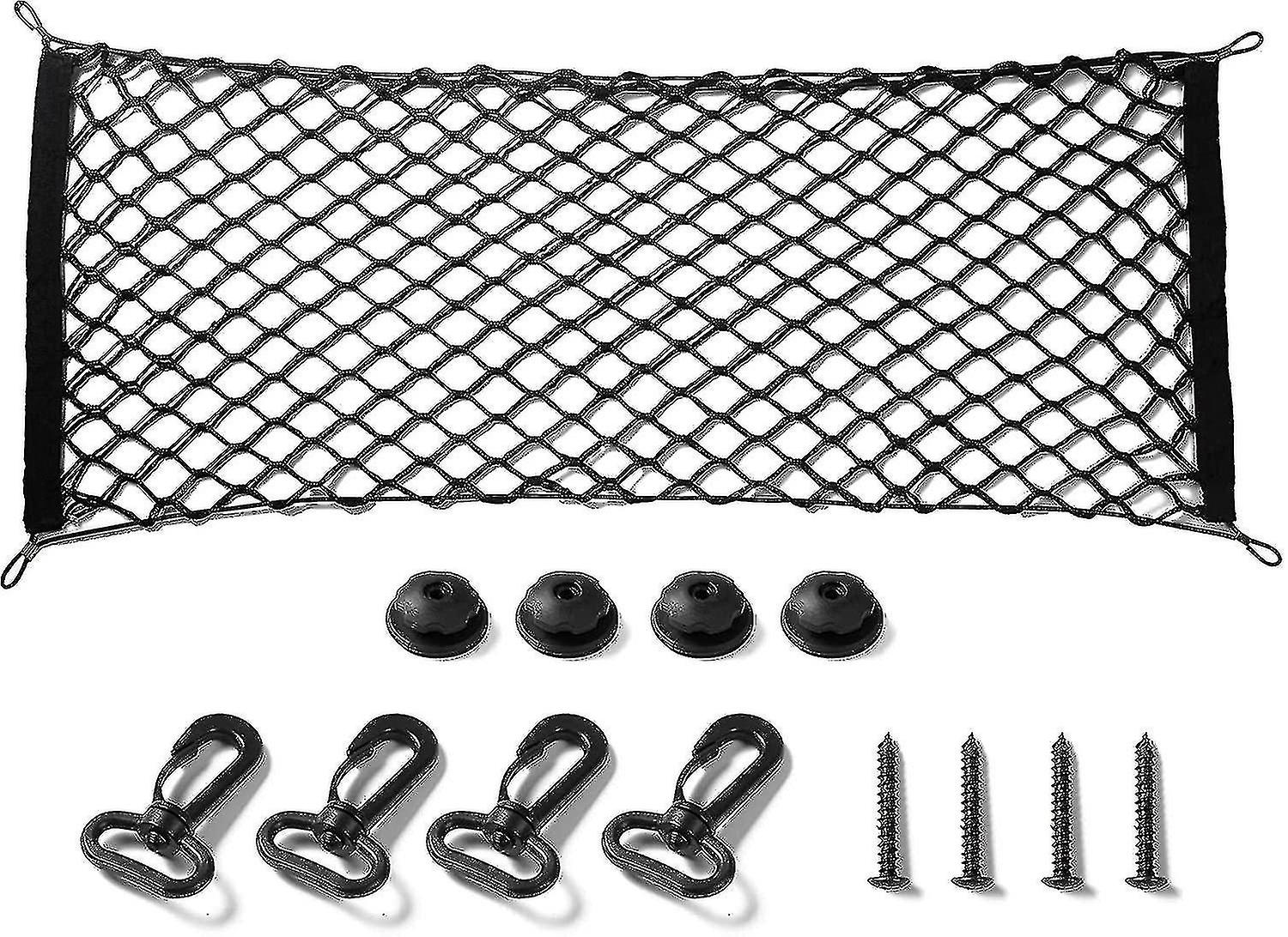 Heavy Duty Cargo Net Stretchable, Car Interior Accessories, Adjustable Elastic Trunk Storage Net With Hook