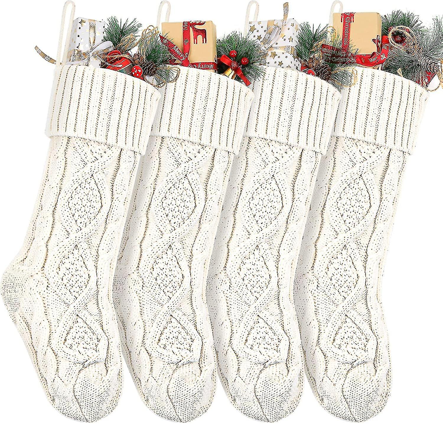 Strümpfe Large 18 Zoll Heilwiy Strümpfe Weiß Zopf Gestrickte Weihnachtsstrümpfe Classic