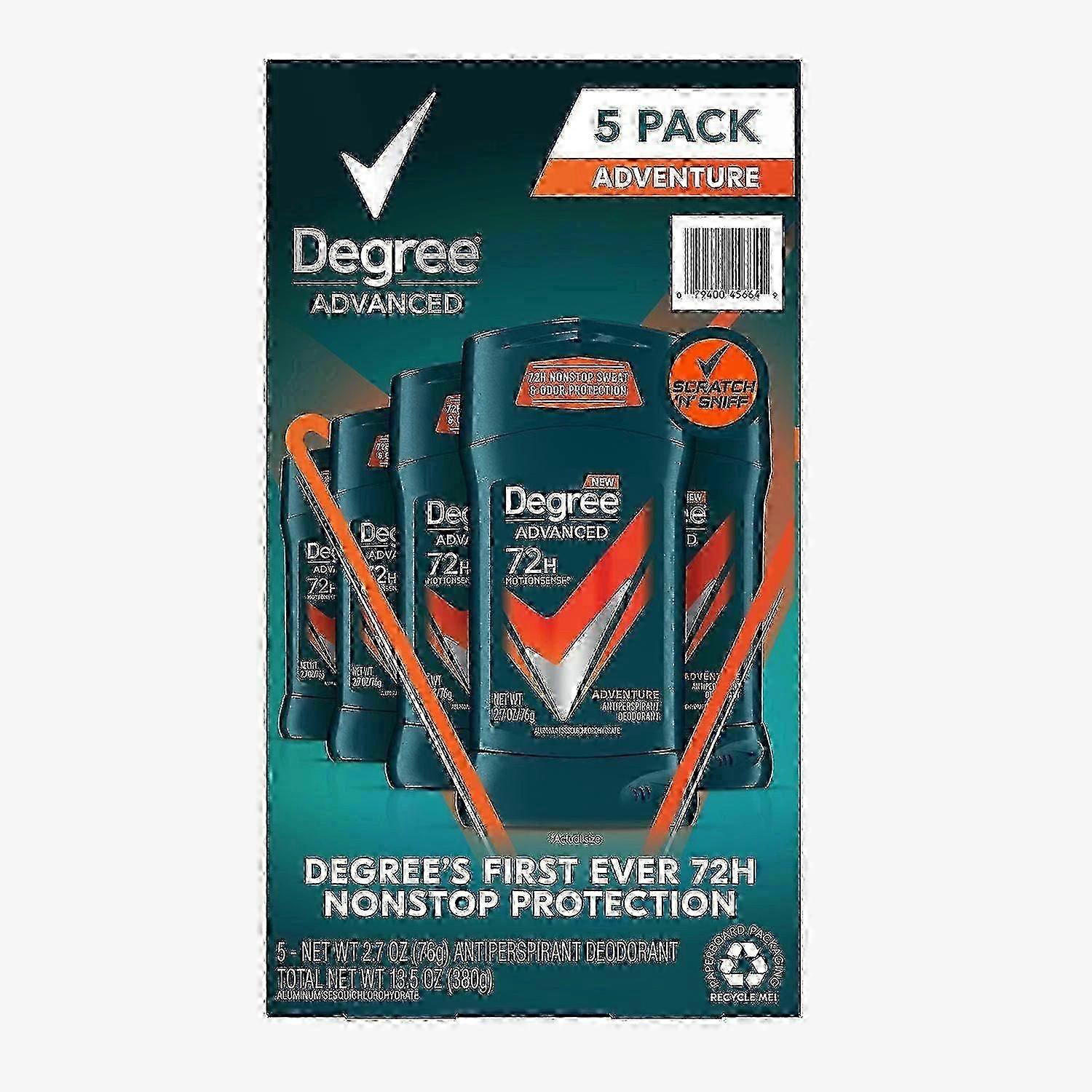 Degree For Men 高级保护止汗剂,冒险,5 片