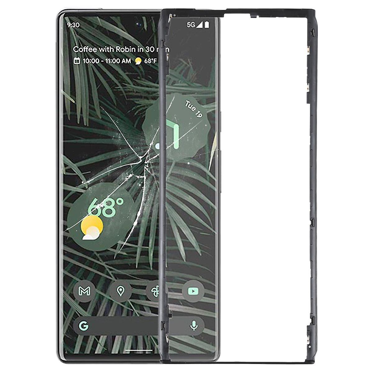 Front Housing LCD Display Screen Bezel Frame with Frame for Google Pixel 6 Pro Spare Part Black