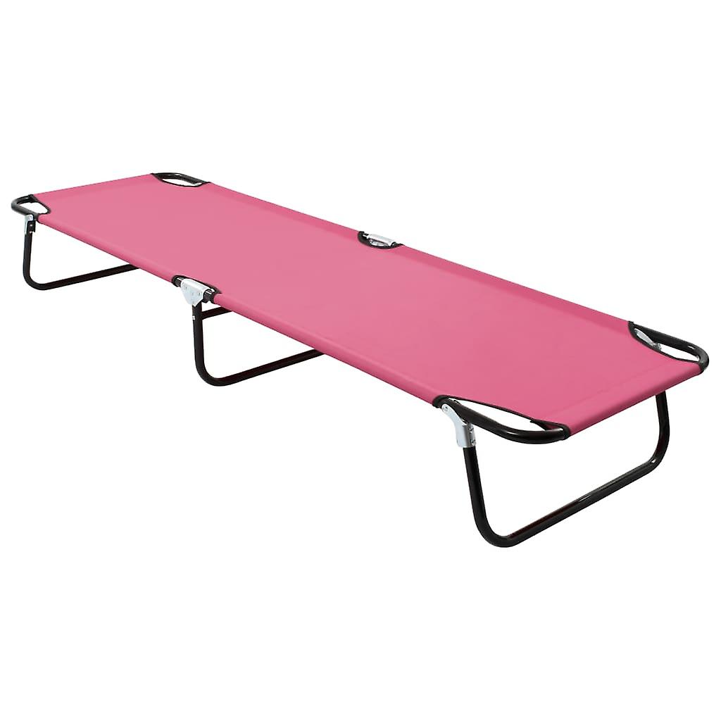 Folding lounger steel pink