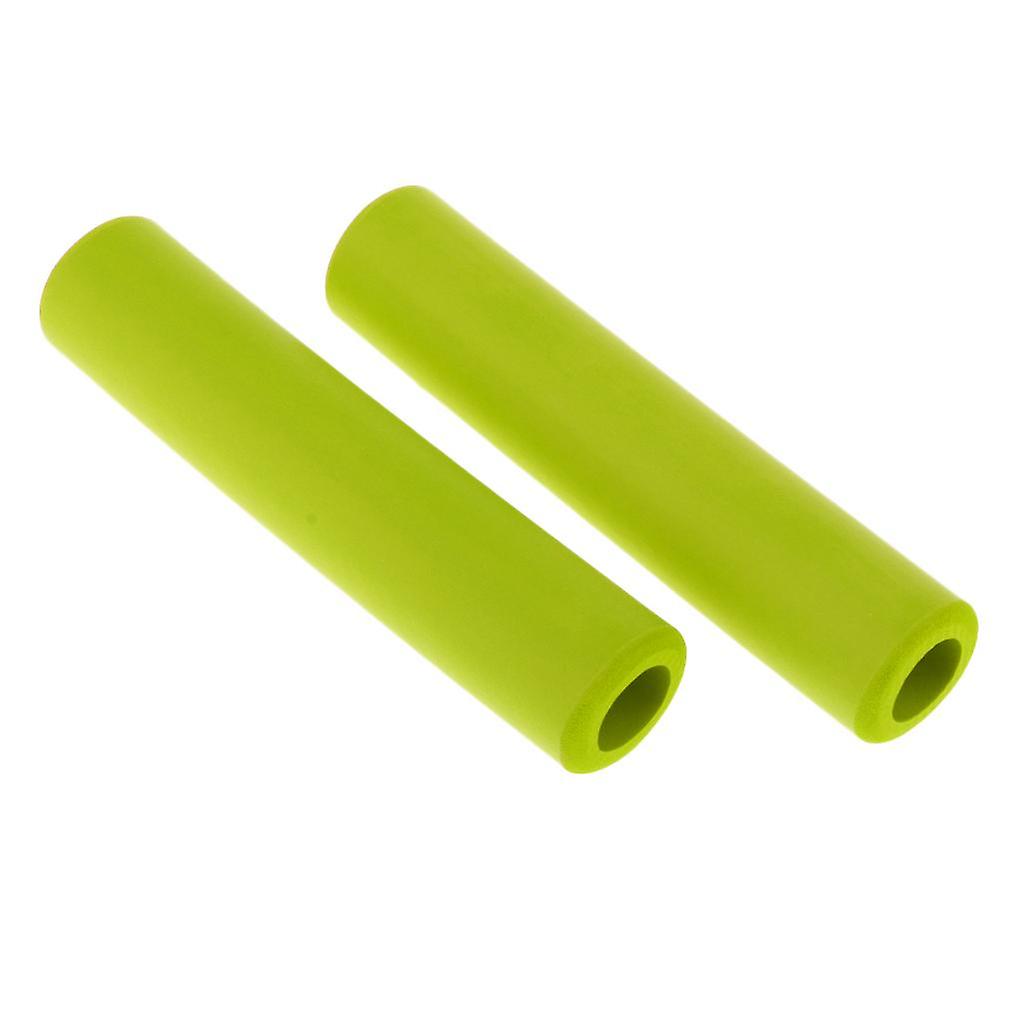 1Pair Non Slip Silicone Sponge Bike Handlebar Grips without Plug Lemon Green