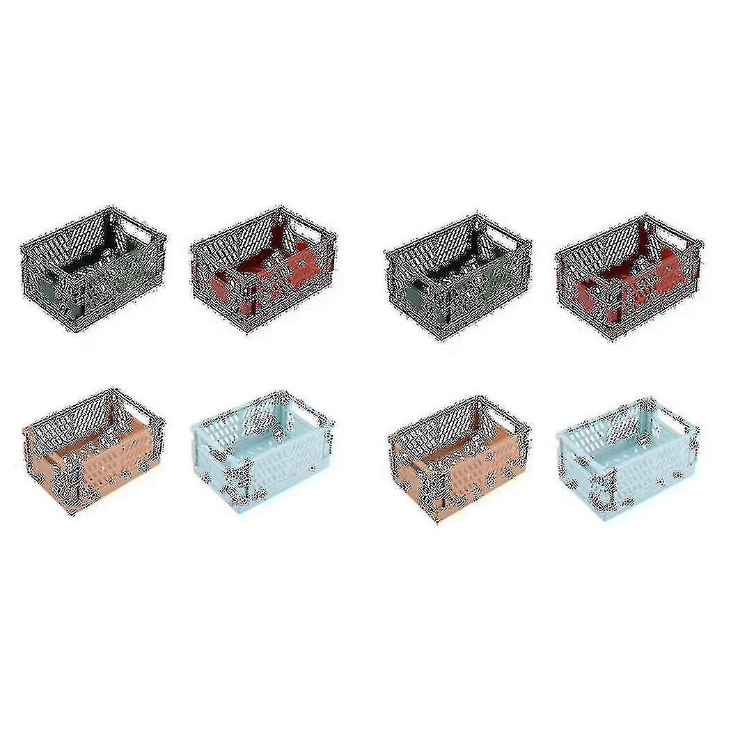 8pcs Collapsible Basket Folding Storage Box Crate Plastic Container Durable Transportable Foldable