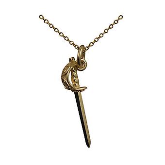 9ct Gold 21x7mm Claymore Sword Pendant with a cable Chain...