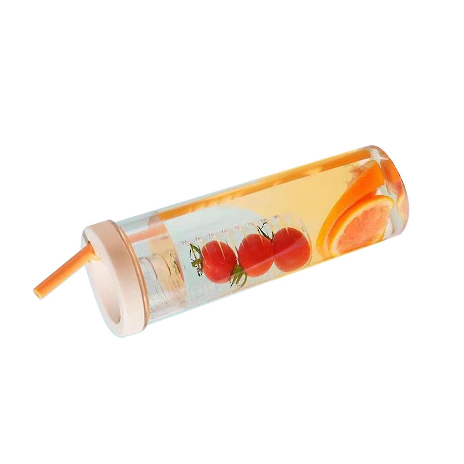 700ml Transparenter Kunststoff-Strohhalmbecher Tragbare Saftflasche Hellgelb