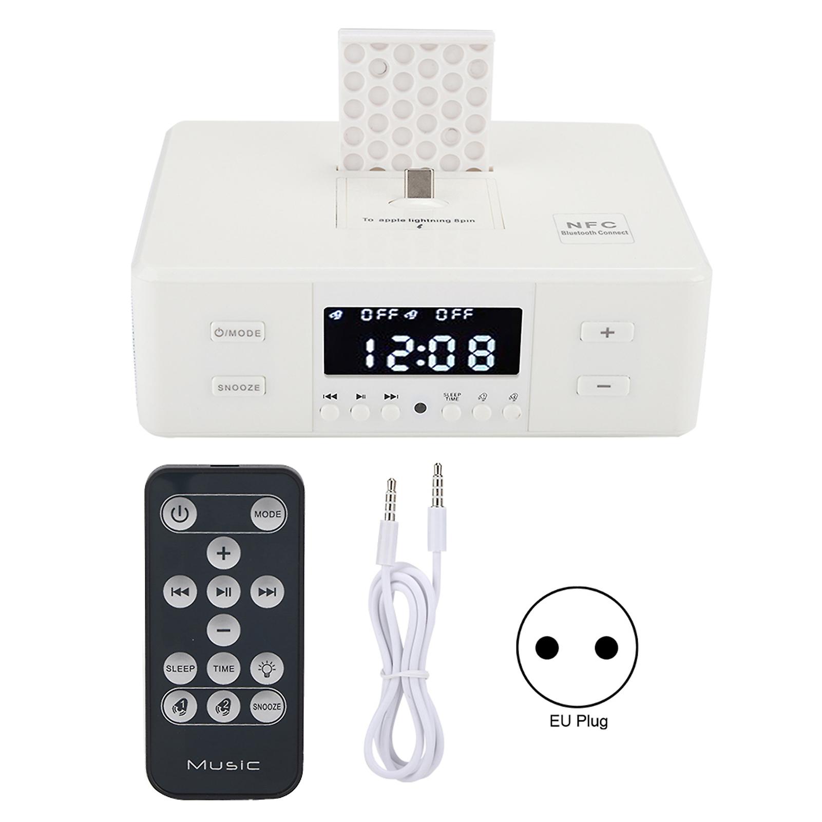 D9 3-in-1 alarm clock, USB charging playback, FM stereo radio Bluetooth speaker, 110-240V White EU