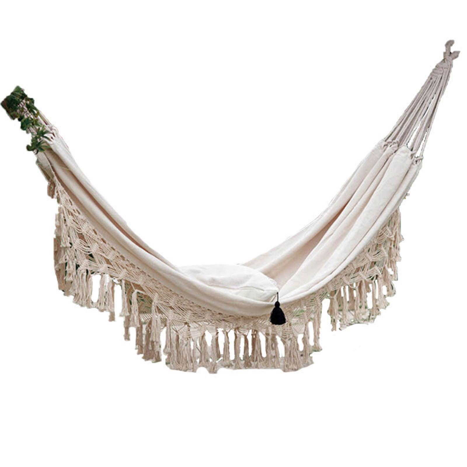 Deluxe Double Hammock Swing Chair New Large 2 Person Hammock Boho 2x1.5m Brazilian Macrame Fringed