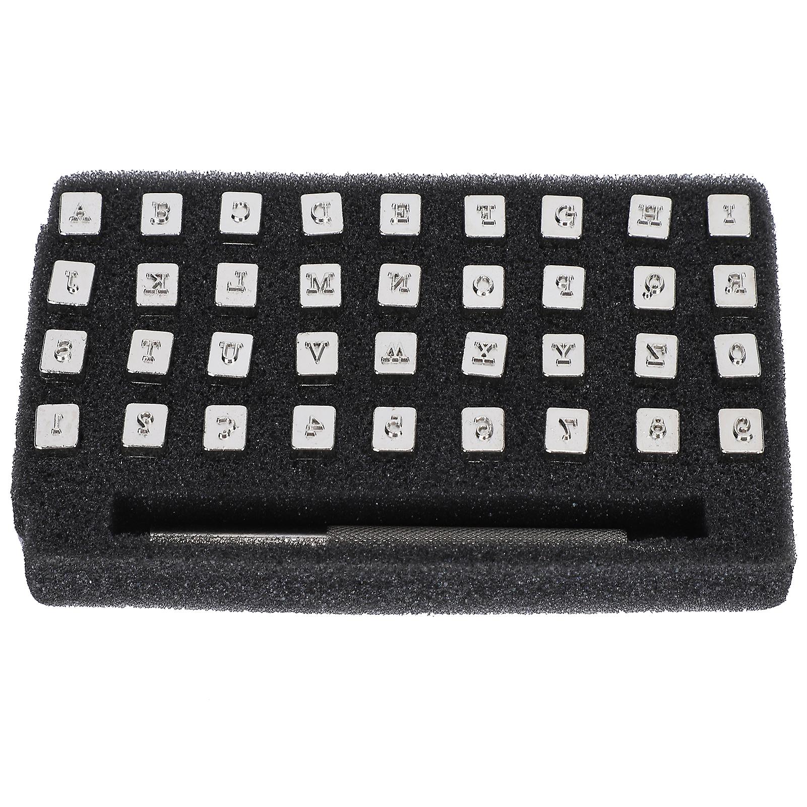 36Pcs Leather Stamp Number Alphabet Punch Set with 1 Handle 3.5mm, Carving Craft DIY Tool for Leatherworking and Metal Embossing