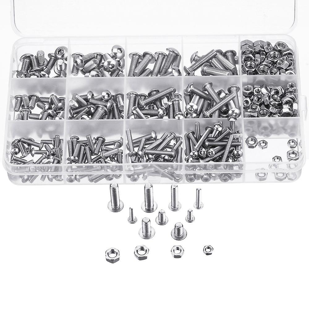 500Pcs M3 M4 M5 304 Stainless Steel Hex Socket Head Cap Bolts Screw Nut Kit Set
