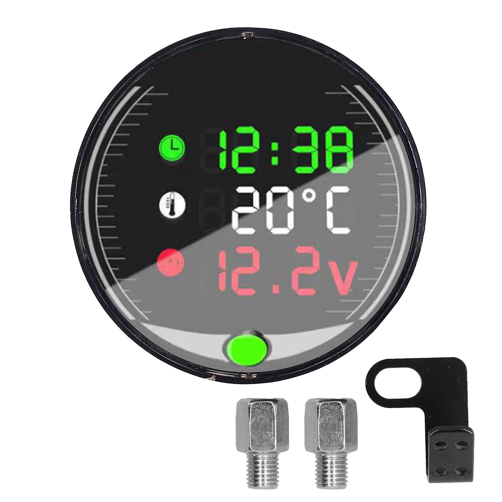LED Motorcycle Modified Digital Display Gauge Ambient Temperature Meter Chronograph 9‑24V Universal