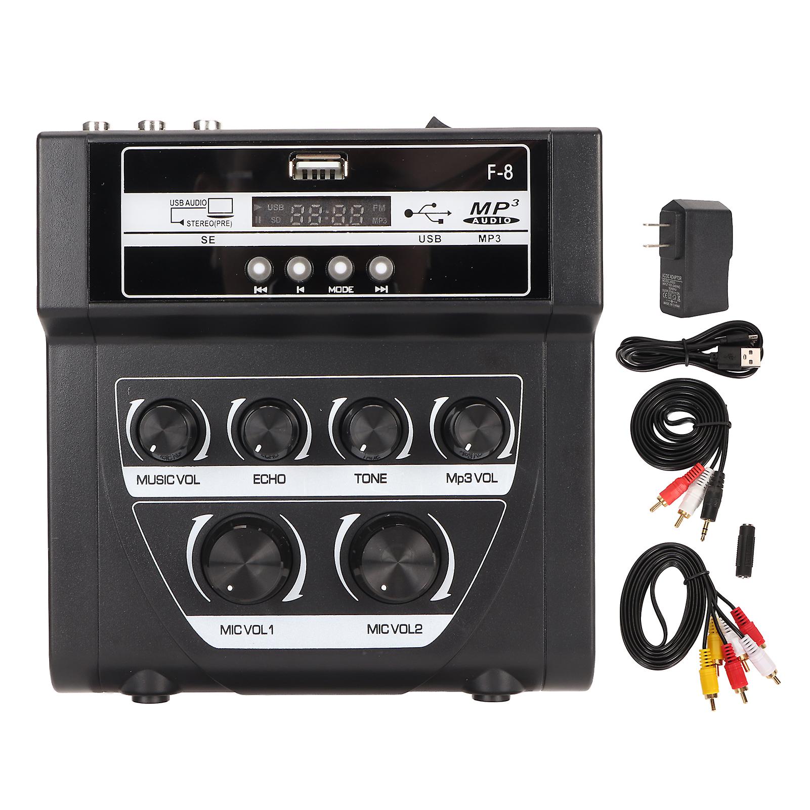 Portable Mini Sound Mixer with Bluetooth, Dual Power, and MP3 Playback for Karaoke
