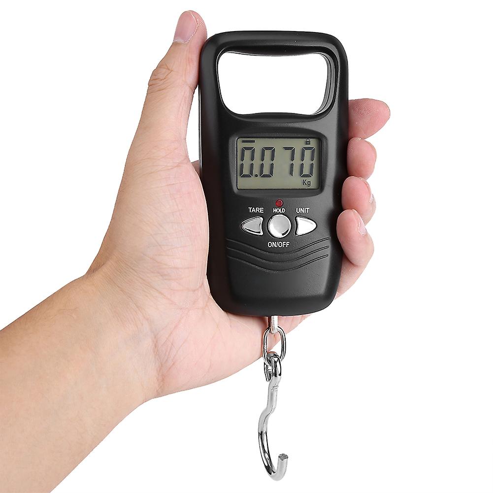 Weiheng 50kg Electronic Luggage Hook Pocket Scale with LCD Display and Backlight (Black)