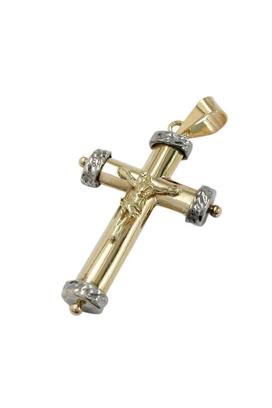 Pendant Crucifix Two Tone 9k Gold - Gl430403