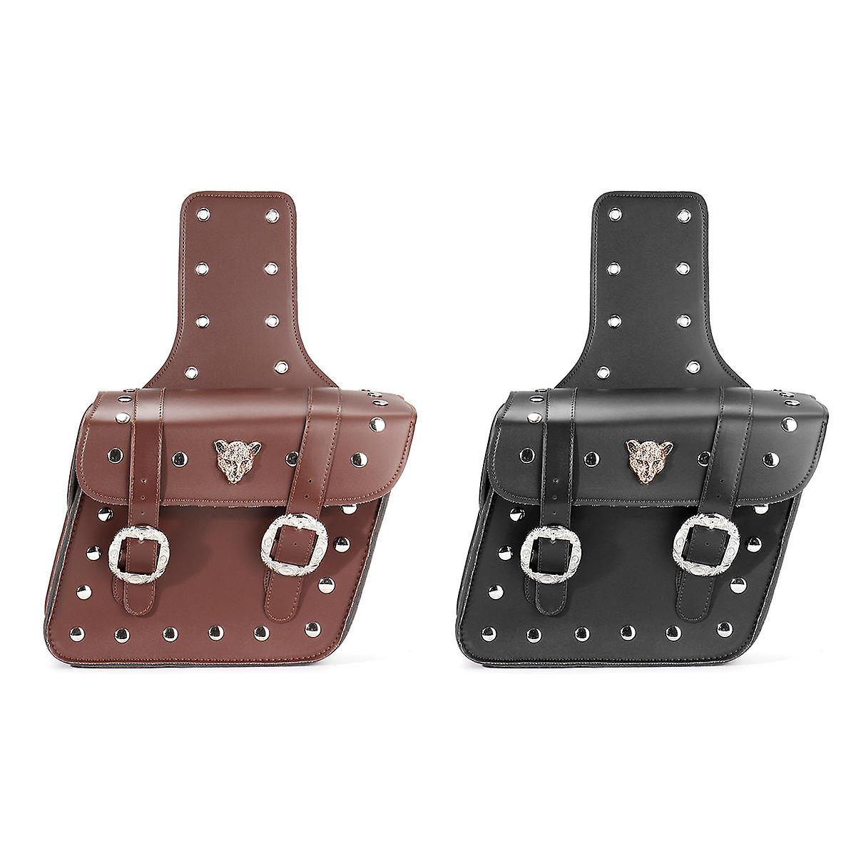Universal Pu Leather Motorcycle Saddlebags - Pair Of Side Tool Bags For Luggage