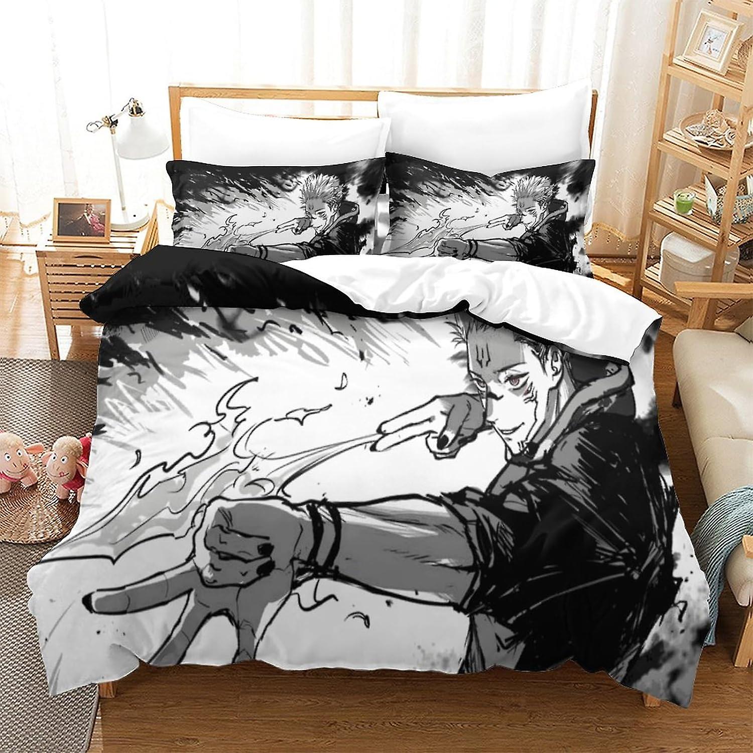 Parure De Lit Jujutsu Kaisen Personnalisable - Housse De Couette 220x240 Cm + 2 Taies 50x75 Cm - Enfant/Ado