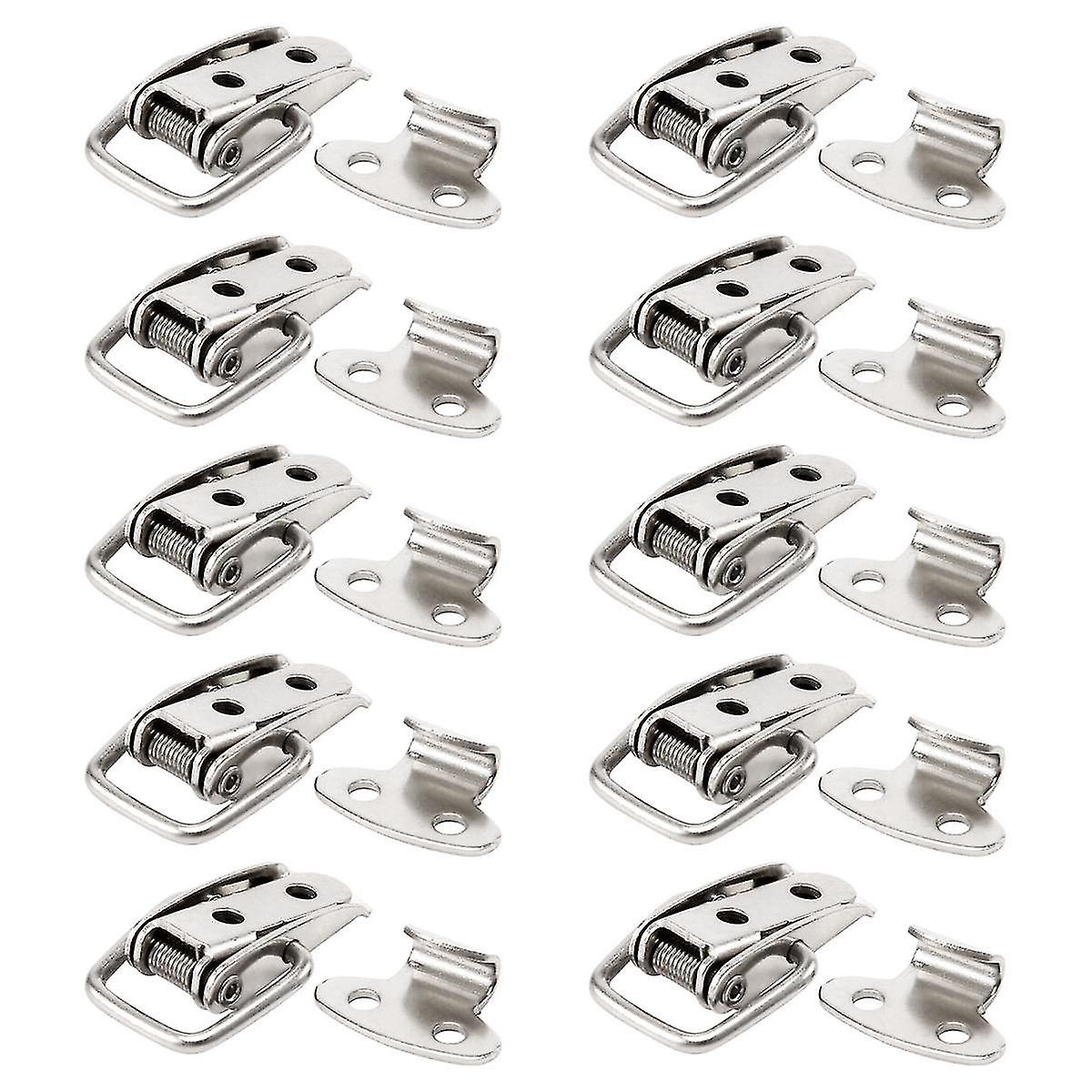 10Pcs Cabinet Spring Loaded Iron Straight Loop Toggle Latch 45mm Length