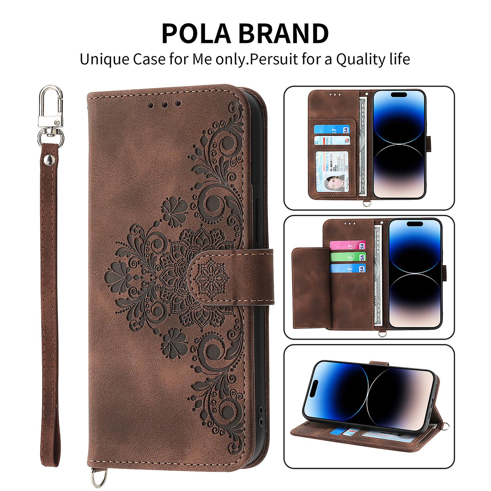 For iPhone 11 Pro Max Case, Leather Wallet Flip Case With Strap