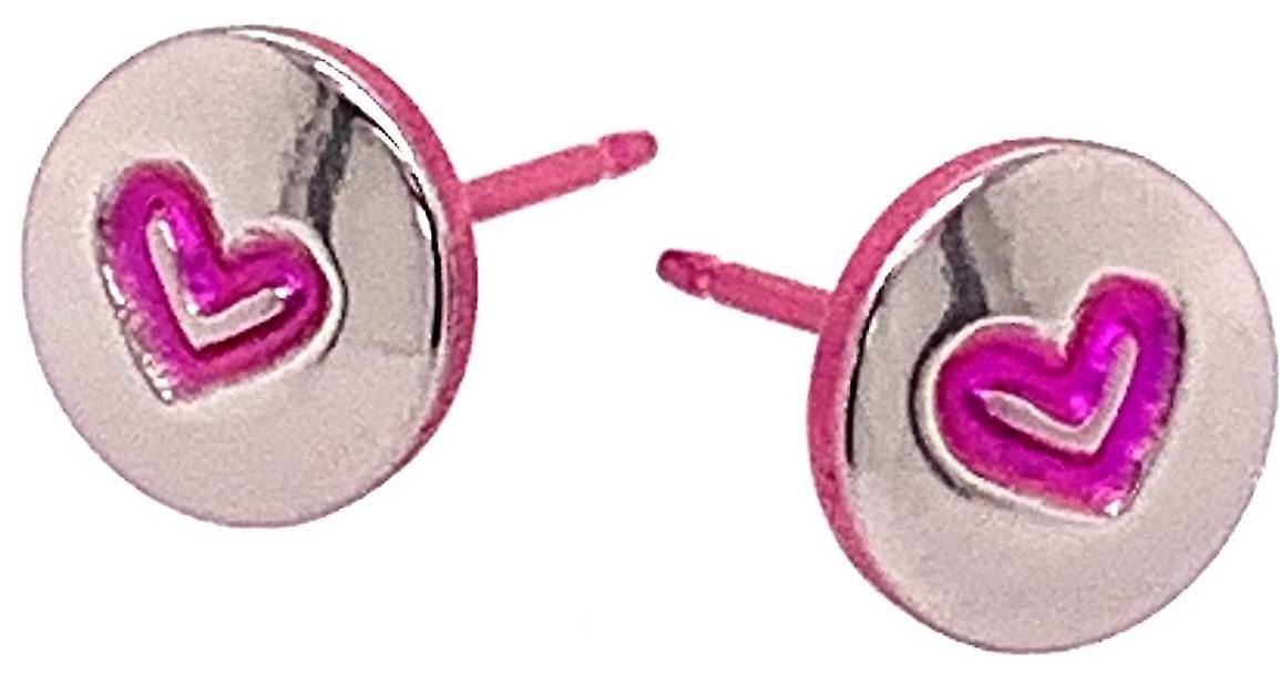 Ti2 Titanium Heart Stud Earrings - Pink