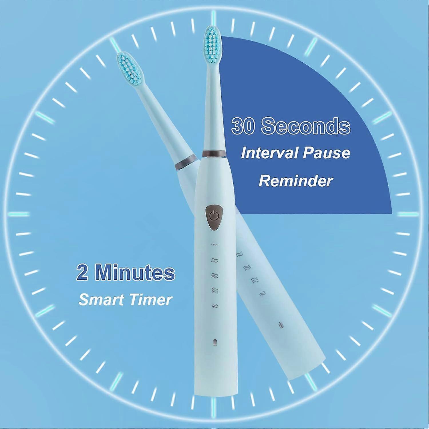 Rechargeable Electric Sonic Toothbrush for Adults, 5 Modes, 2 Minute Timer (Blue)