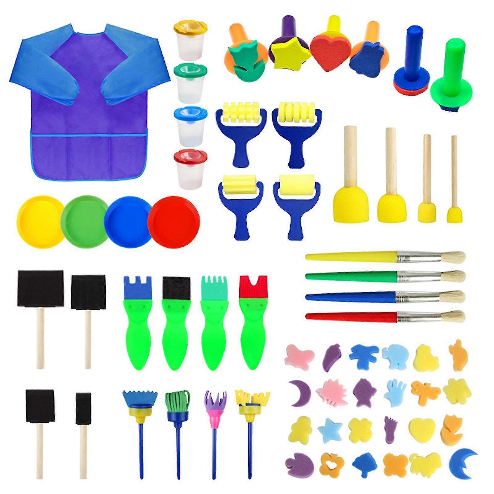 Sponge Painting Brushes Kits Toddler Early Learning Sponge Paint Tools 63 Pack