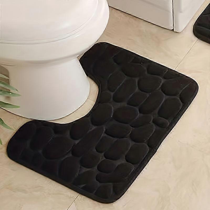 3-Piece Memory Foam Bath Mat Set - Ultra-Soft, Non-Slip, Contoured U-Shape Design - Highly Absorbent & Quick-Drying Rugs for Bathroom, Kitchen, Laundr