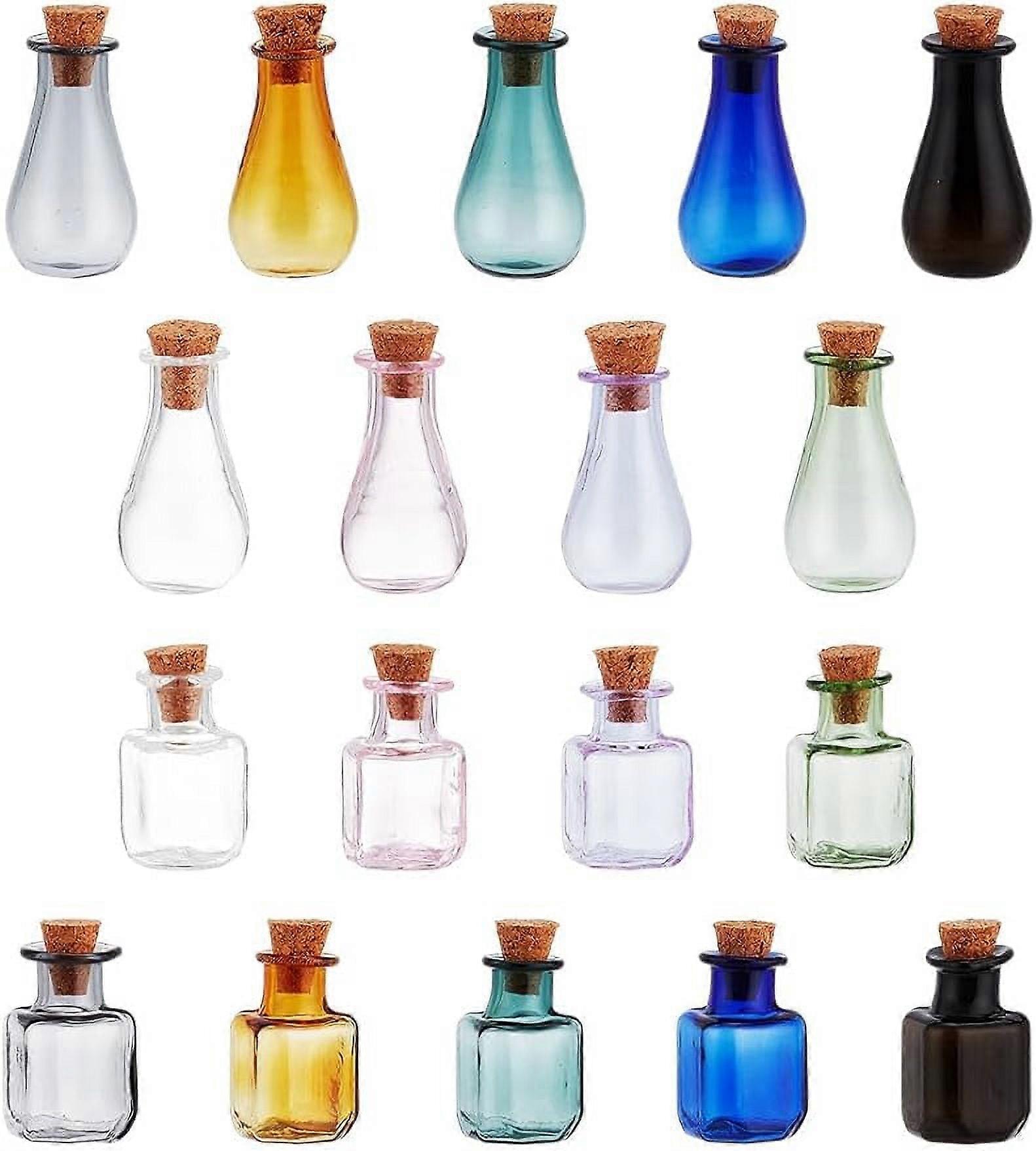 18Pack Mini Potion Bottle 2 Shapes Multi Color Cork Stoppers Glass Bottles Wishing Bottle