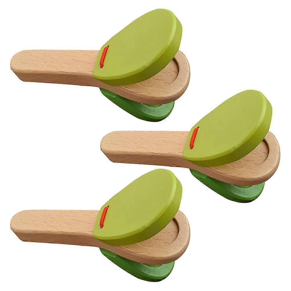 3 stuks grappige Baby Handheld Soundboards Leuke Houten Castanets (Random Style)