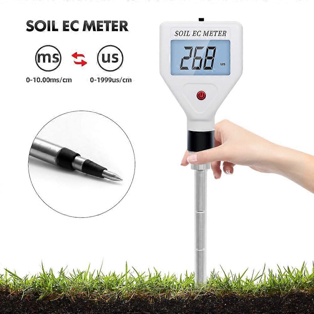 EC Soil Meter 0-1999us/cm High Precision Metal Probe ATC Conductivity Tester Detector for Farmland Garden Planting Aquaculture