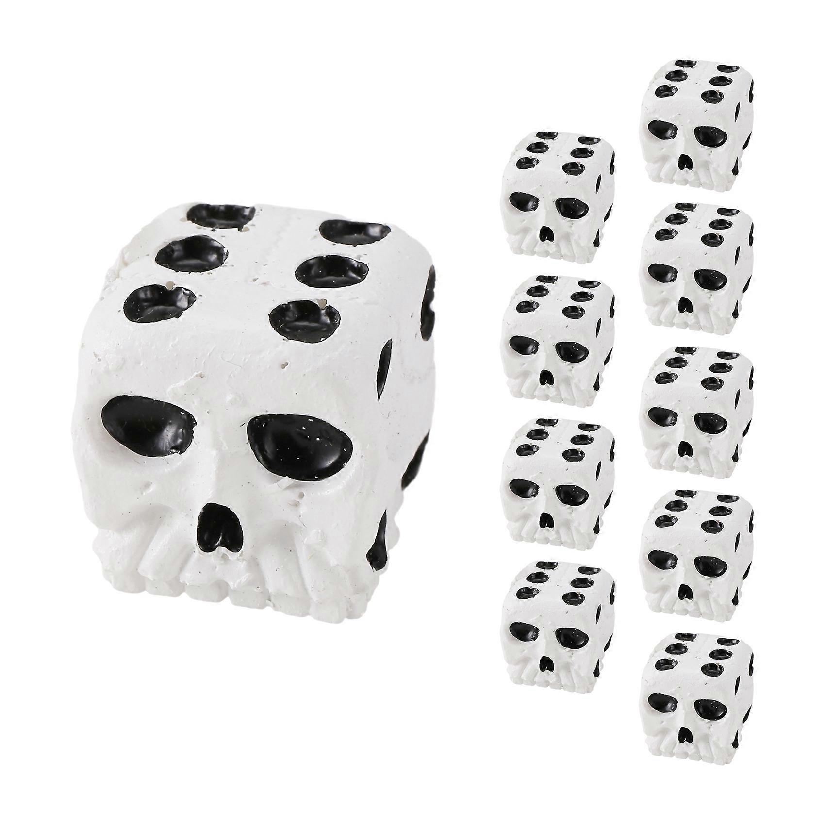 Skull Dice 6-Sided Bone Unique Gift Gamer for Role Playing Board Game for Halloween,10pcs White