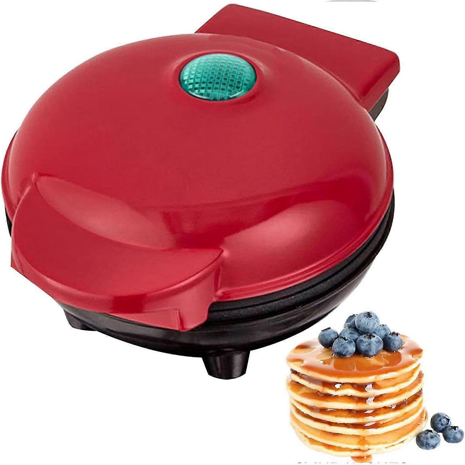 Roter Mini-Waffelbereiter für Frühstück und Snacks, abnehmbarer kleiner Sandwich-Presstoaster, leicht zu reinigender Waffelbereiter