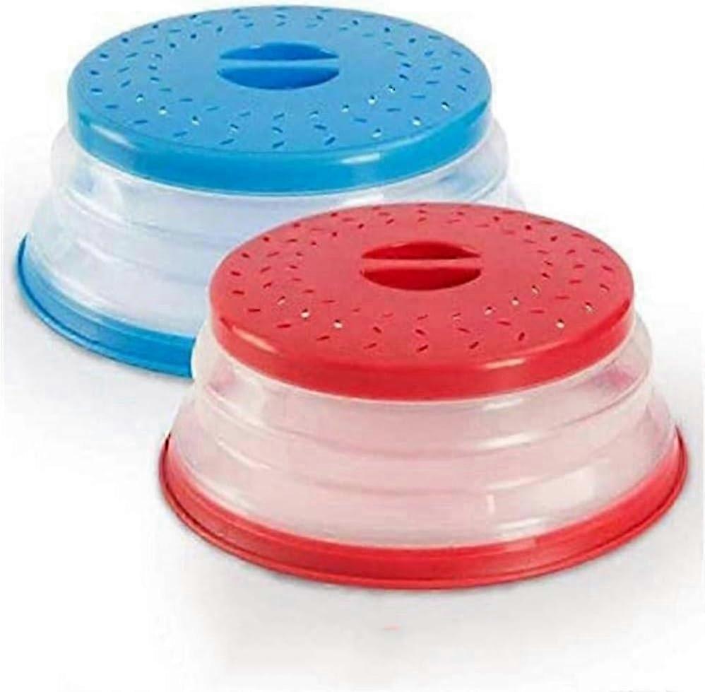 Housse de protection pliable pour micro-ondes, protège les aliments des éclaboussures, 26,6 cm (rouge + bleu)