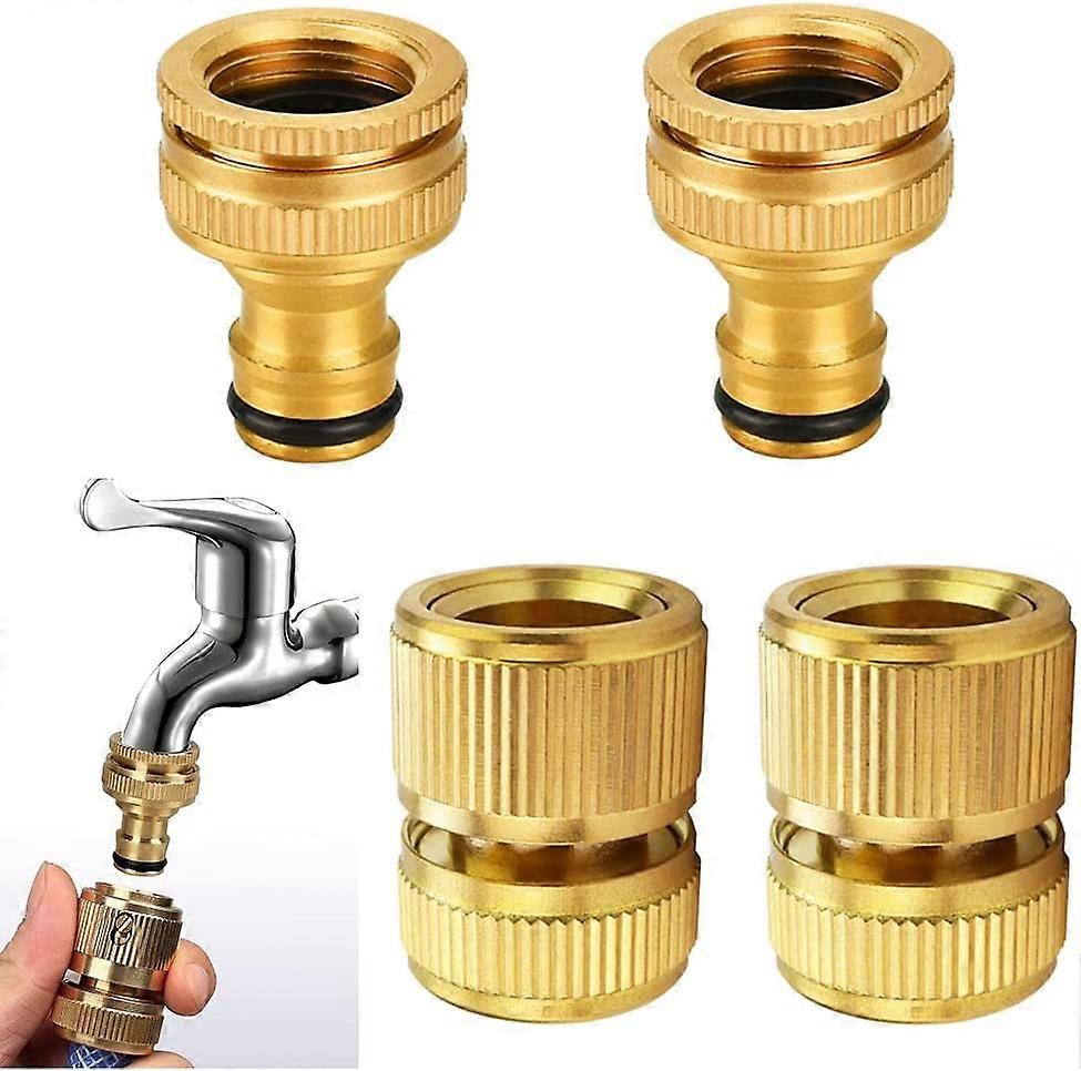 Connection Hose Watering Batch Of 4 Watering Hose With Quick Connection Pipe Connector Brass Watering Connector Connector Tap Tap Tap 1/2 And 3/4 Outd