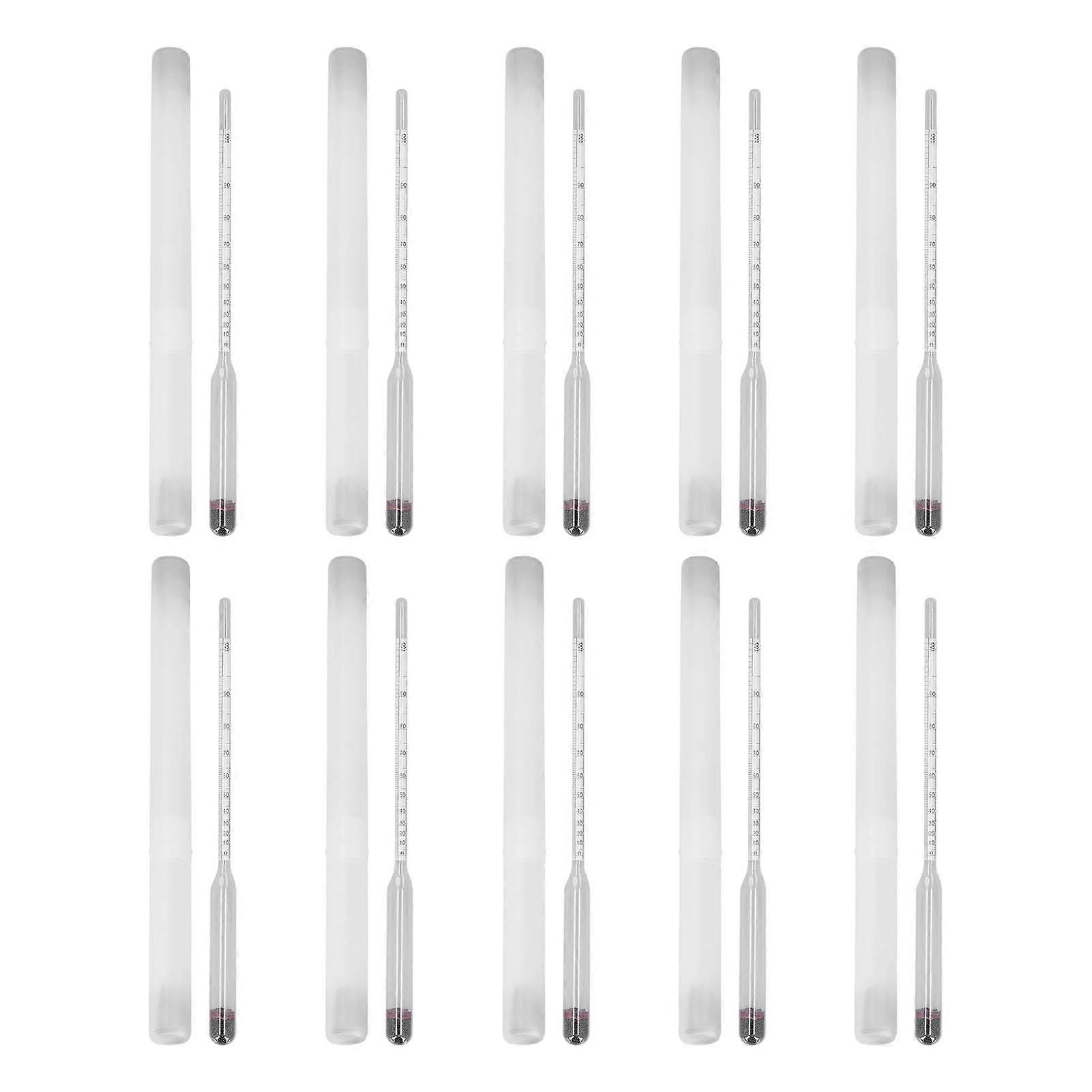 10Pcs Hydrometer Glass Beer Tester Wine Meter Measuring Tool Set Kit for Home Brewing 0-100 YEMAA