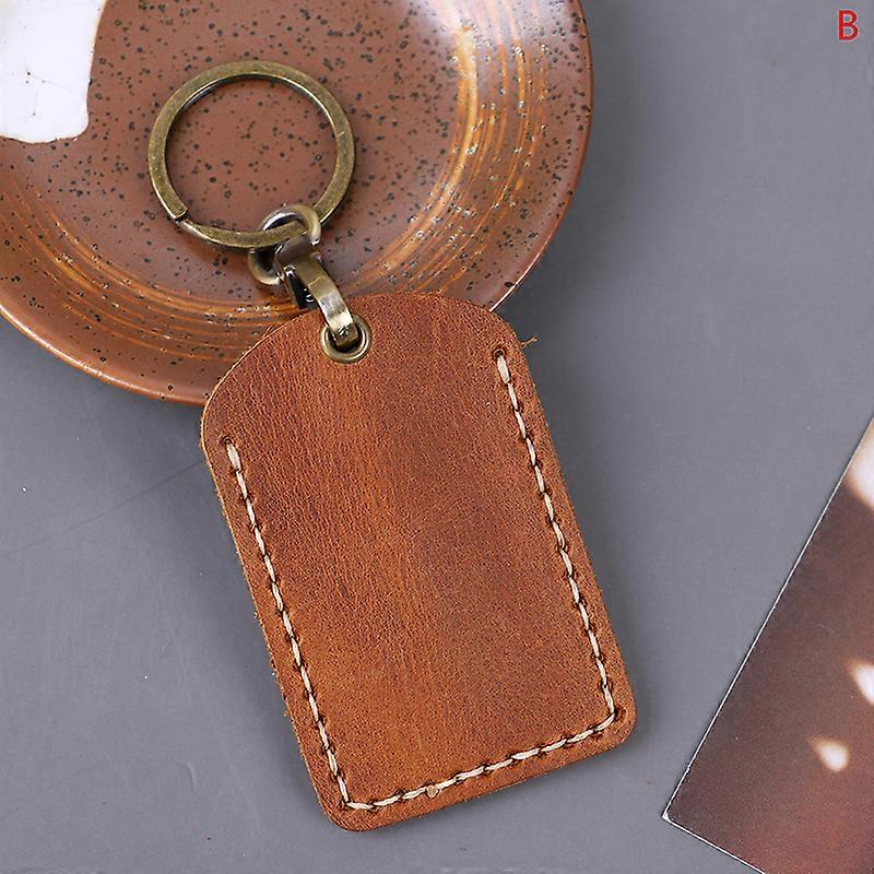 Vintage Leather Key Case Keychain Doorlock Access Control Tags Keyfob Tag ID Card Case Keychain Access Card Bag Key Tag Key Ring