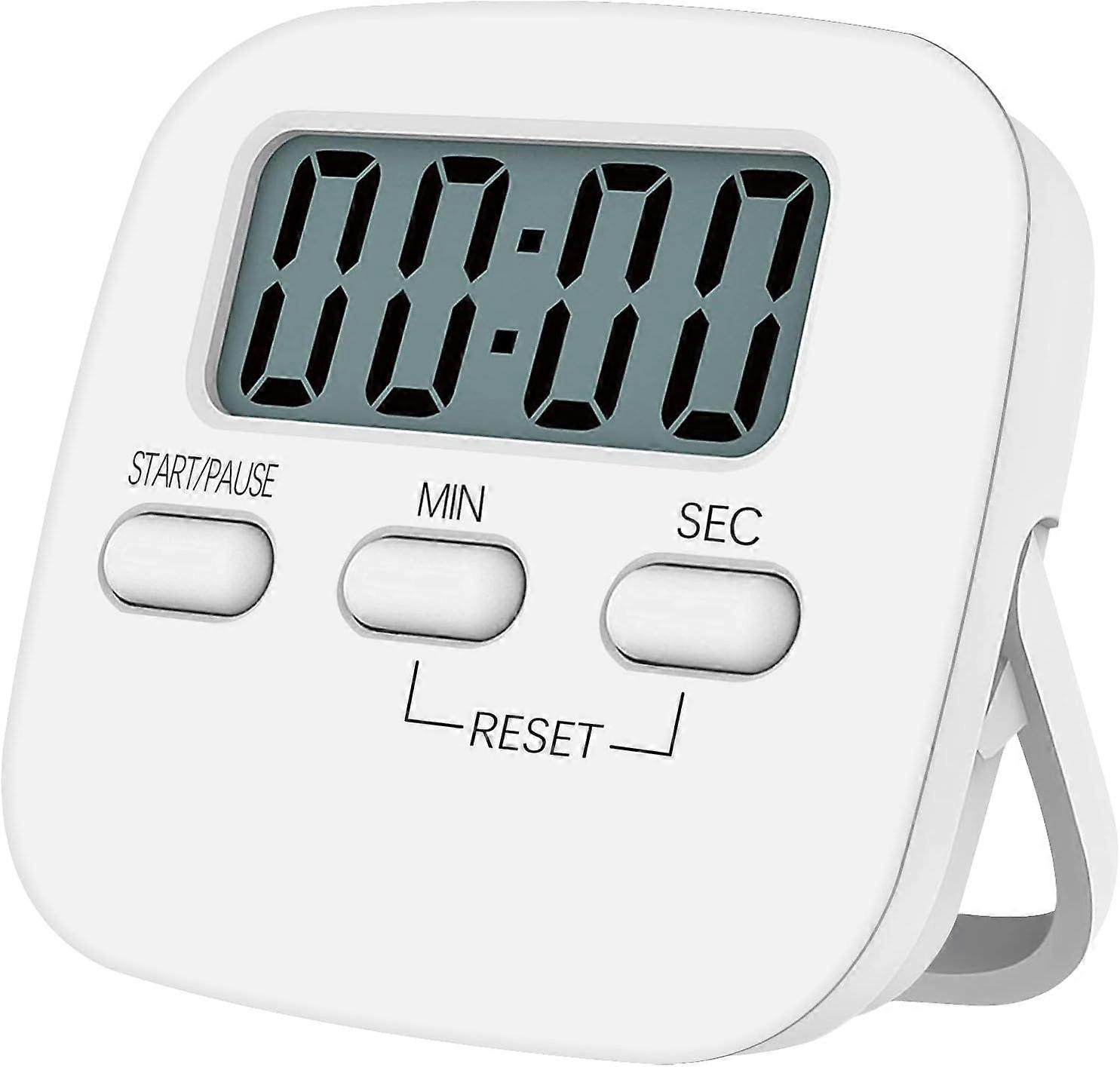 Magnetic Kitchen Timer with Large LCD Display, with Stopwatch, Loud Alarm and Countdown, White