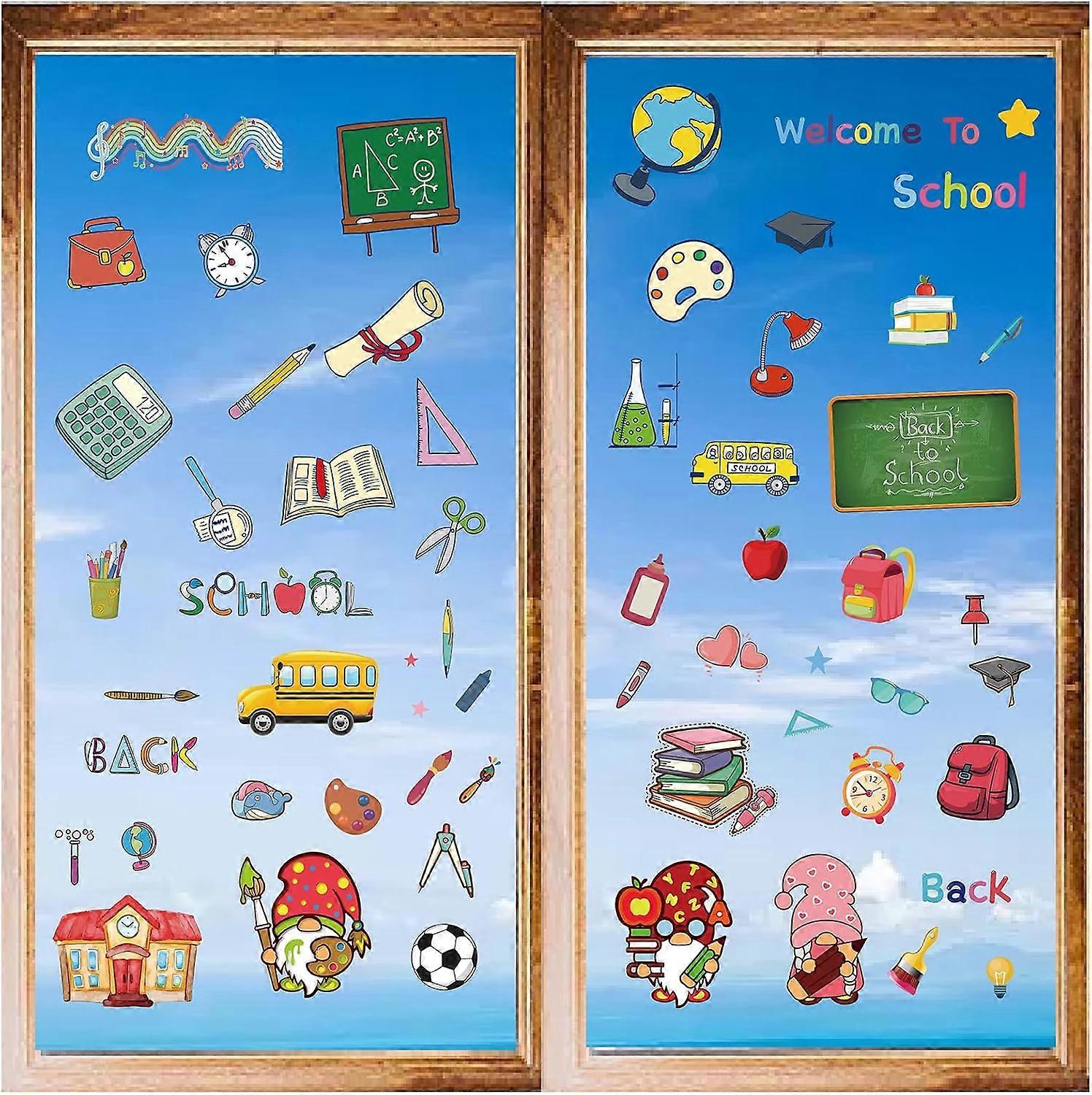 8 Styles Wall Stickers Back-to-school Season Book Pen PVC Window Stickers Decals Waterproof Self Adhesive Cling Peel and Stick for Classroom Bedroom L