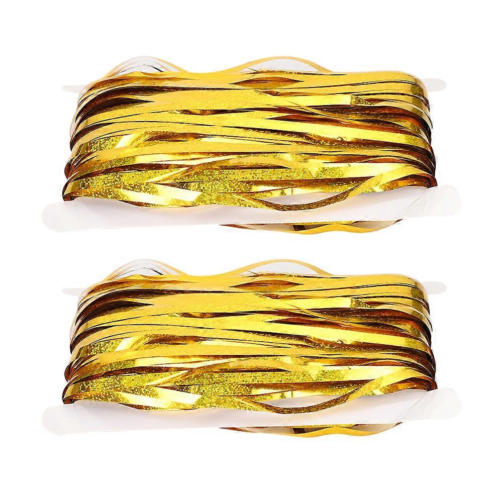 2 Bag of Background Wall Laser Fringe Rain Tassel Curtain Party Decoration 1x1.8m/3.3x5.9ftGold