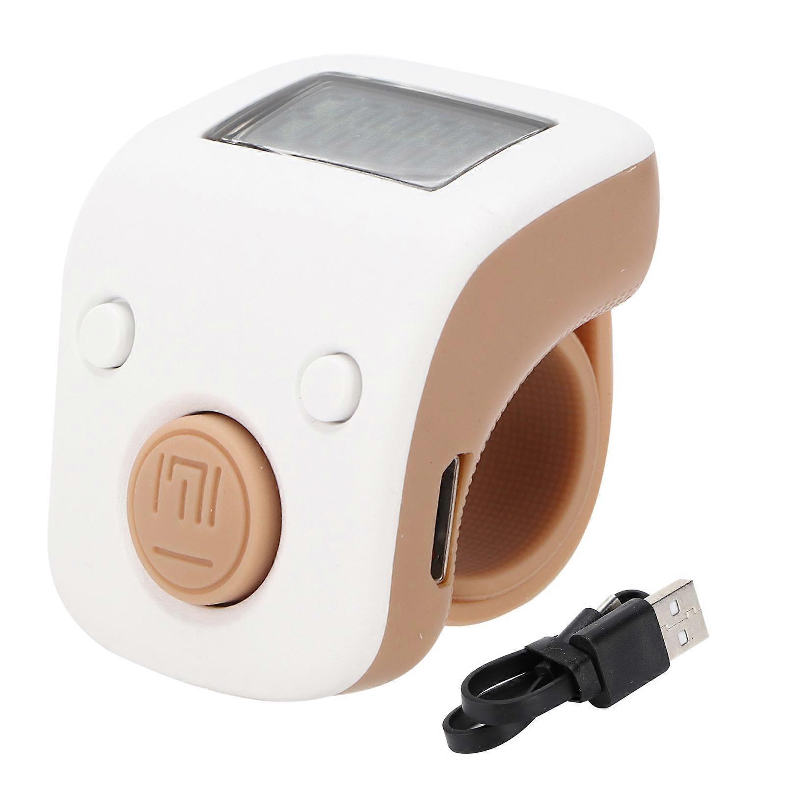 Digital Beads Counter Manual Ring Shape Mini Chanting Counting Tool for Buddhist MeditationWishful White