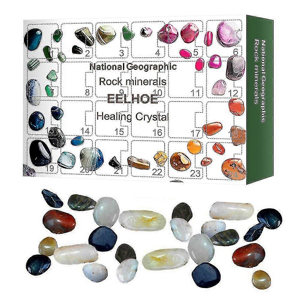 hmwy-24 grids healing stone art craft advent crystal stone blind box gift