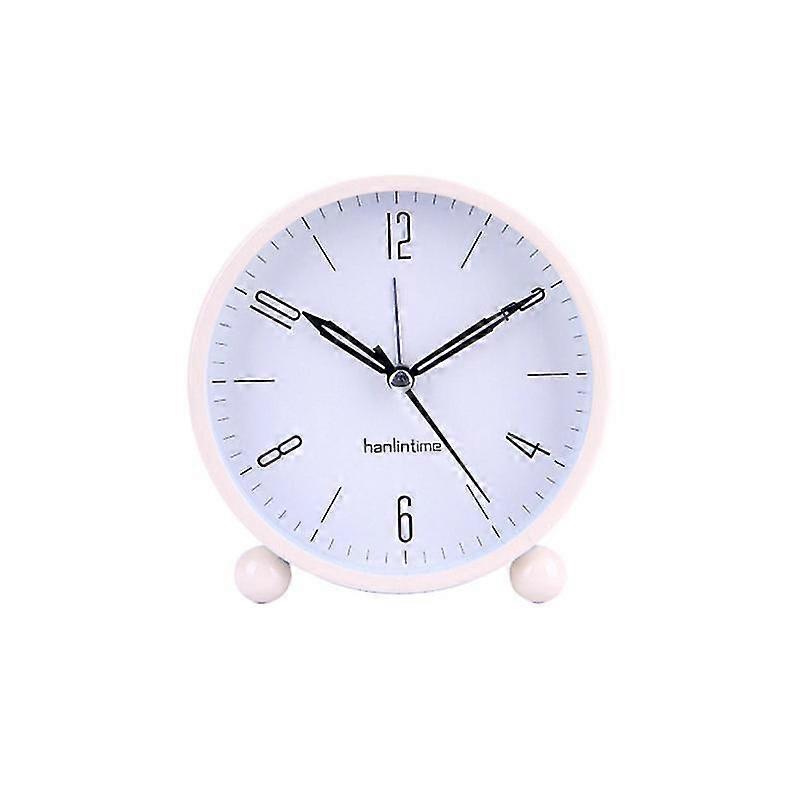 1pc round metal table clock fashion mute alarm clock simple mute alarm clock creative metal clock for student staff workers use beige not battery