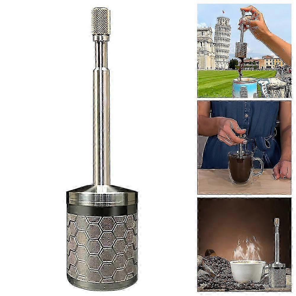 Bærbar slutttrykk kaffe infuser reise hjemmekontor rustfritt stål kaffe te filter brygger