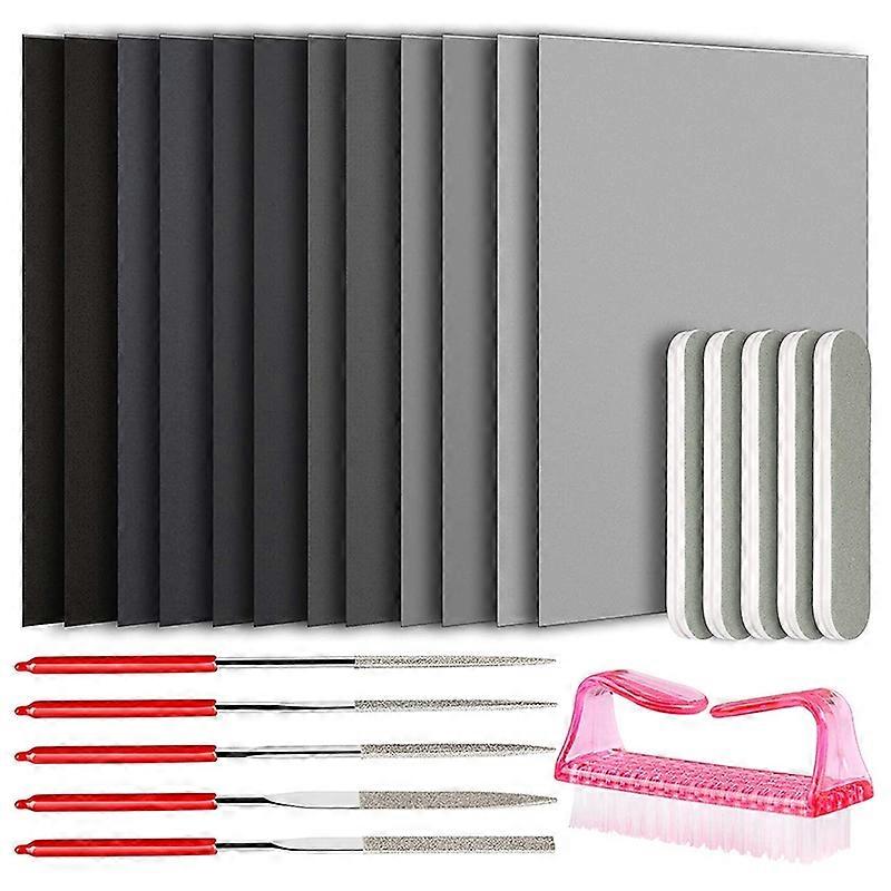 23 Pcs Resin Casting Tools Set, Epoxy Resin Polishing Kit, 12 Sand , 5 Polishing Blocks, 5 Shapes F