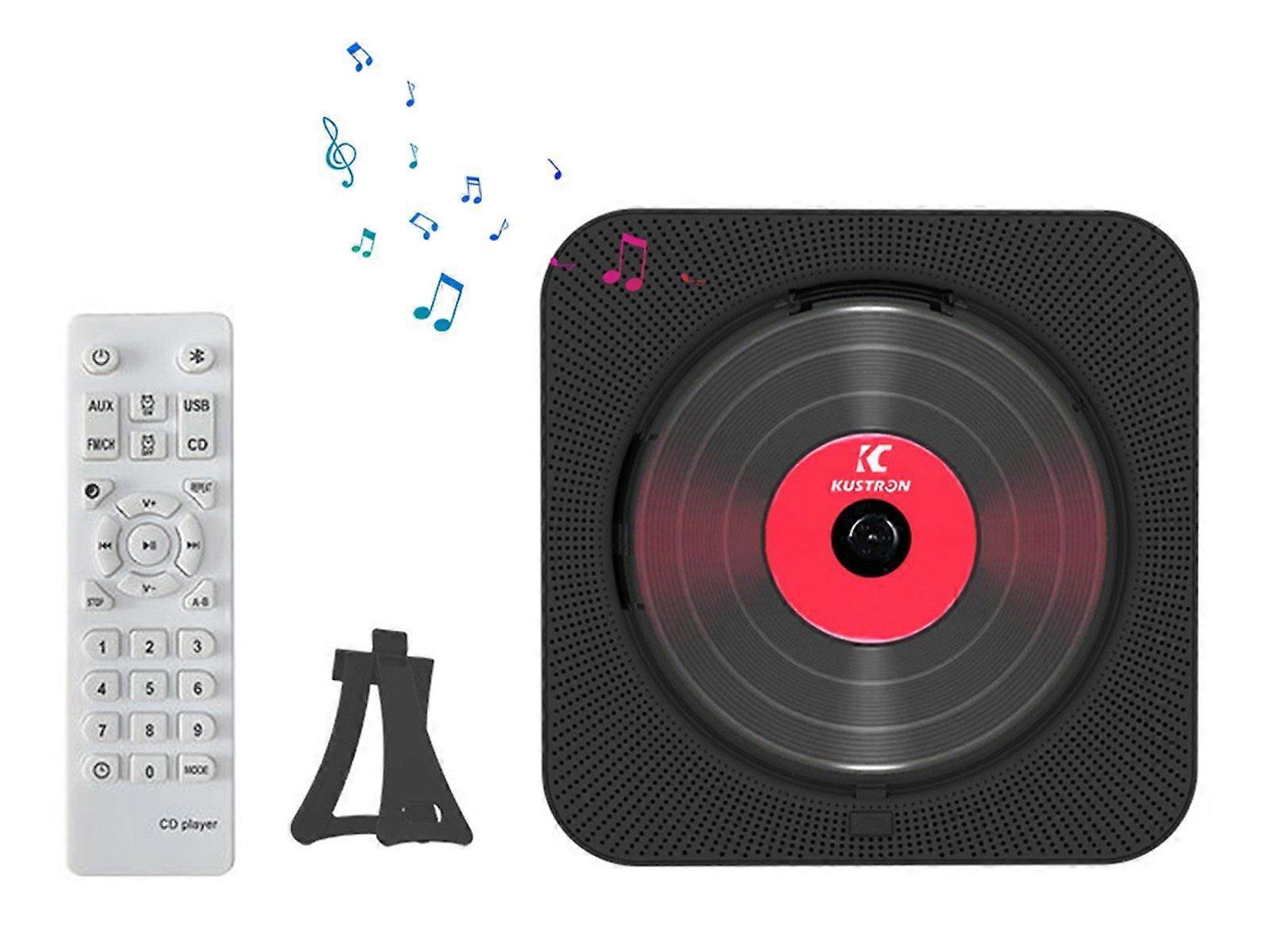 Portable CD Player with Bluetooth Receiver Music Player Home FM Radio - Black