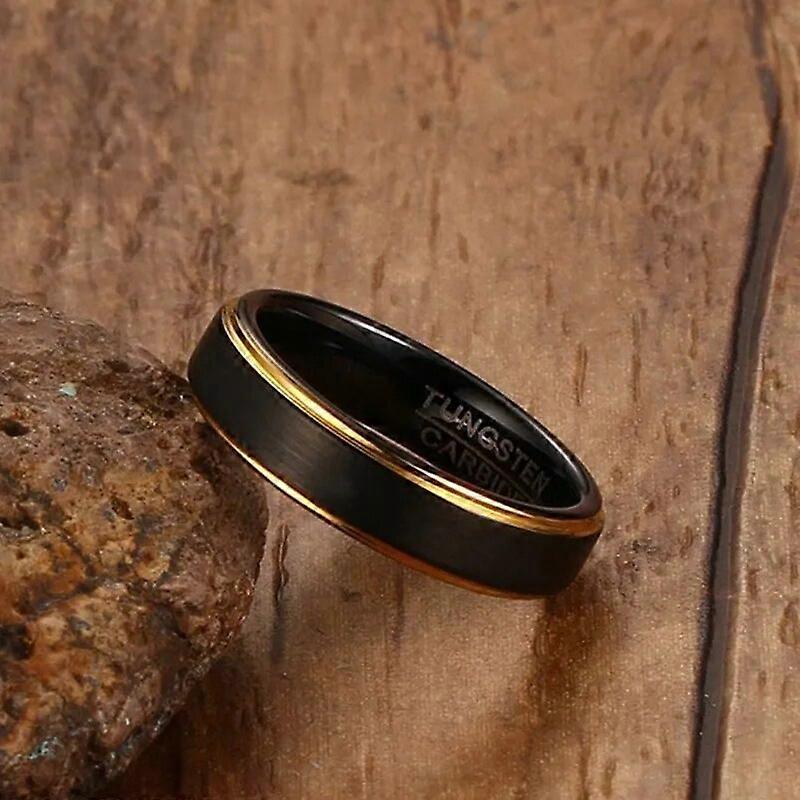 Black Tungsten Rings for Men 5MM Thin Gold-color Wedding Rings for Male Jewelry