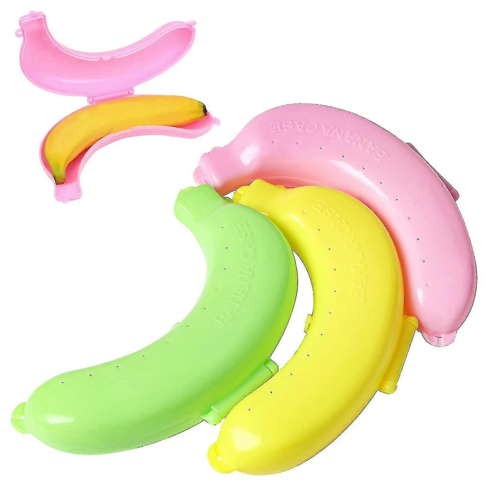Banana Box, 3 Pack Different Color Banana Holder Outdoor Travel Cute Banana Protector Storage Box--