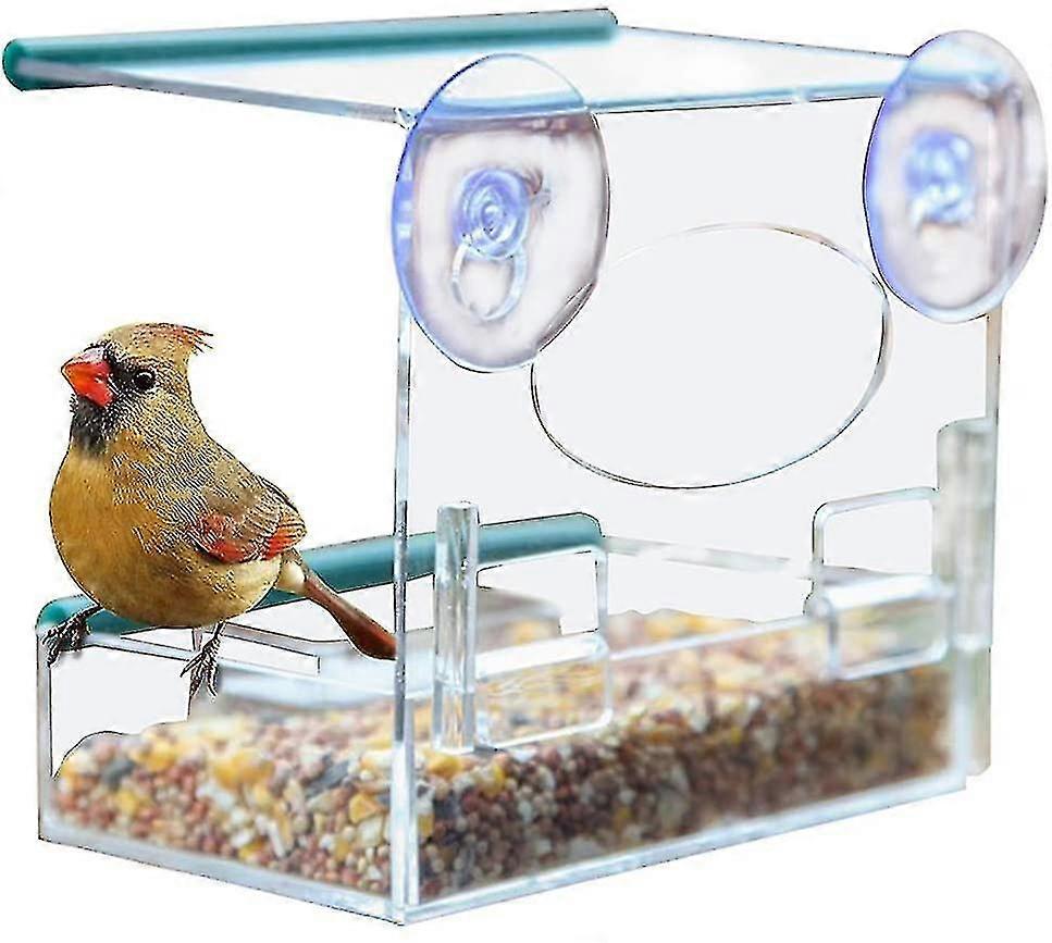 Bird Feeder, Transparent Window View Bird Feeder Acrylic Bird Feeder With Suction Cups